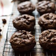 Thick and Fudgy Double Chocolate Cookies - so rich and decadent, it's like a cross between brownies, chocolate cake, and a big soft cookie. | pinchofyum.com