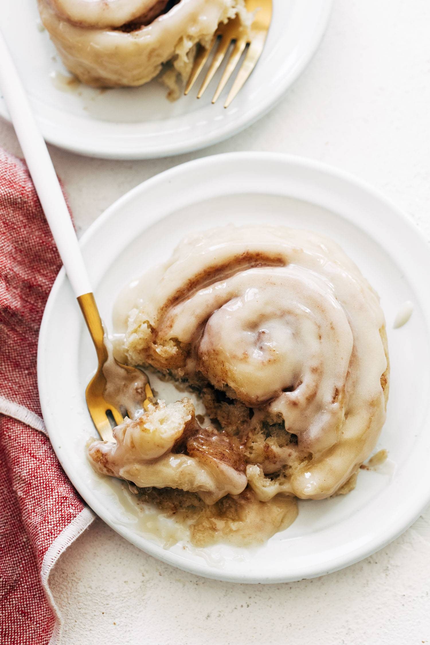 Cinnamon roll on a plate.
