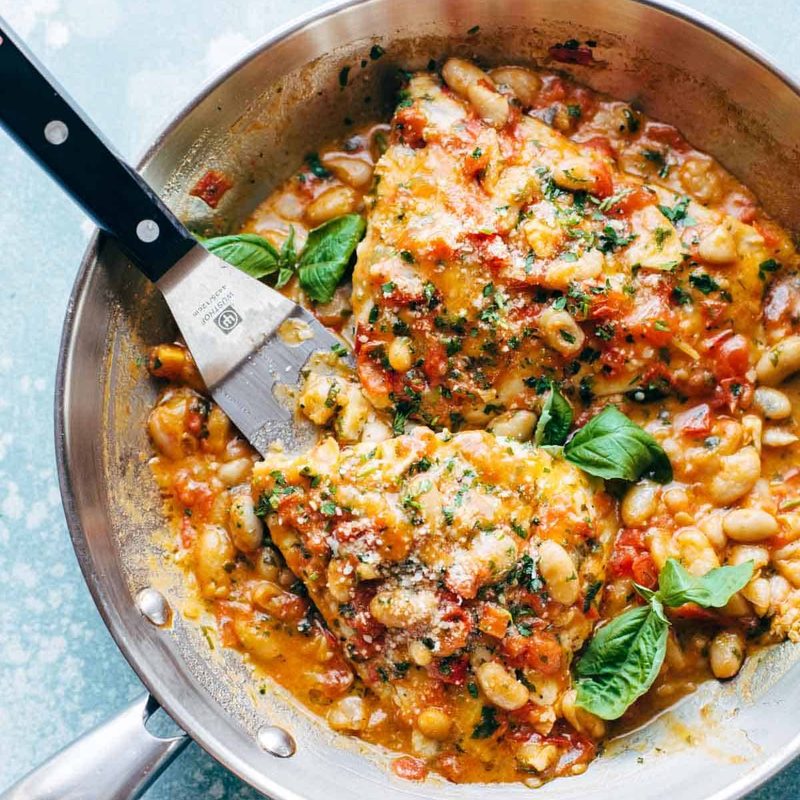 A picture of Garlic Basil Barramundi Skillet with Tomato Butter Sauce